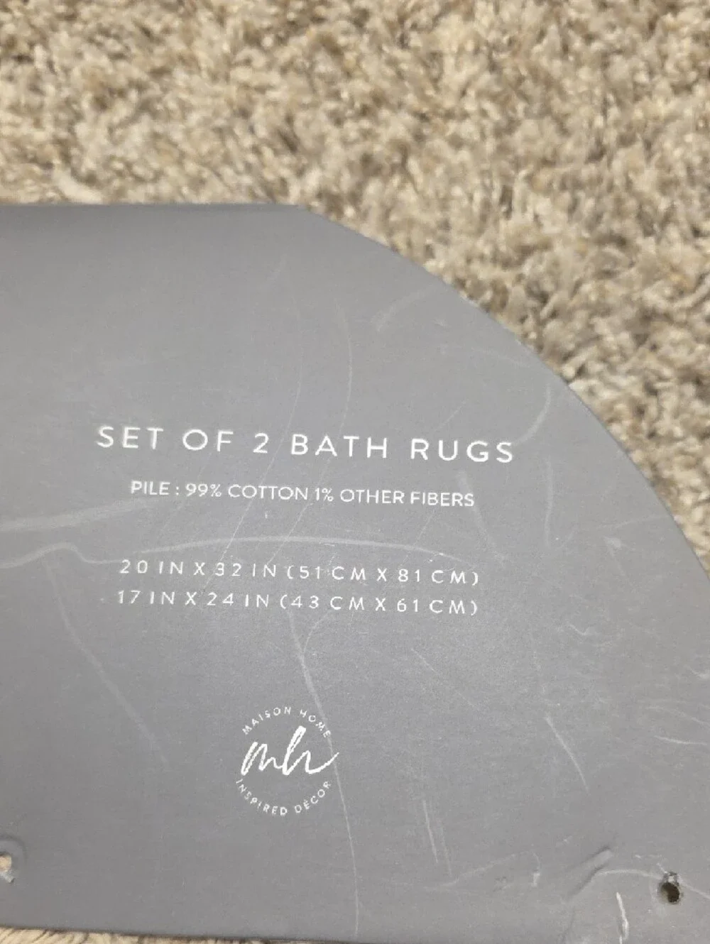 NWT Neutral Taupe Bath Rug Set - 2 Piece